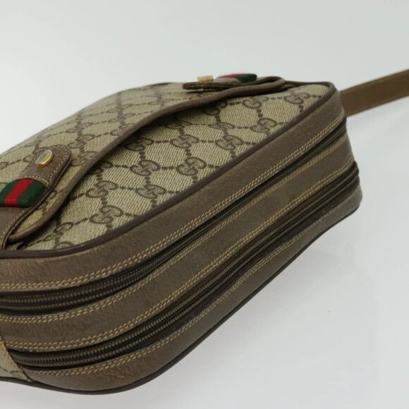 GUCCI GG Supreme Web Sherry Line Shoulder Bag PVC Beige 904 02 049 Auth yk18789 - Picture 7 of 16